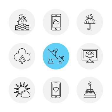 Beyaz arka plan üzerinde izole minimalist düz app simgeleri