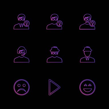 siyah arka plan üzerine minimalist düz app simgeleri