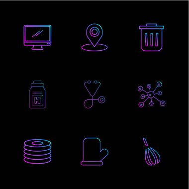 farklı minimalist düz vektör app simgeler siyah arka plan üzerine