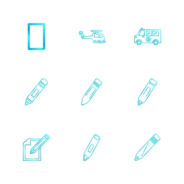 Pictograme Vectoriale Plate Set Icoane Fundal Alb — Vector de stoc