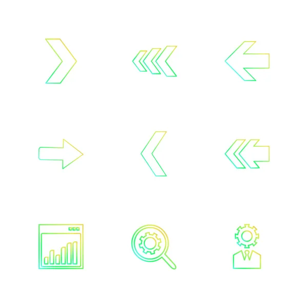 Flèches Directions Pointeurs Icônes Créatives Ensemble Conception Vectorielle Collection Plate — Image vectorielle