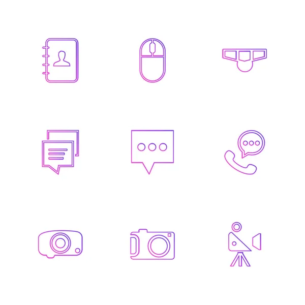 Iconos Planos Sobre Fondo Blanco Ilustración Vectorial — Vector de stock