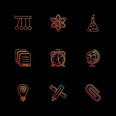 farklı minimalist düz vektör app simgeler siyah arka plan üzerine