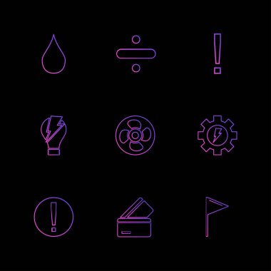 farklı minimalist düz vektör app simgeler siyah arka plan üzerine