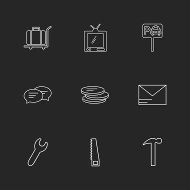 farklı minimalist düz vektör app simgeler siyah arka plan üzerine