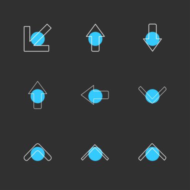 en az düz vektör app simgeler siyah arka plan üzerine