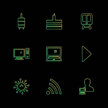 siyah arka plan üzerine minimalist düz app simgeleri