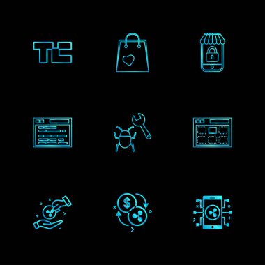 yaratıcı düz tasarım simgeler Alışveriş vektör toplama