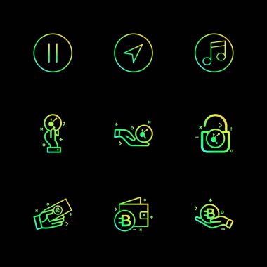 farklı minimalist düz vektör app simgeler siyah arka plan üzerine