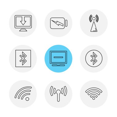 Beyaz arka plan üzerinde renkli minimalist düz vektör app simgeleri