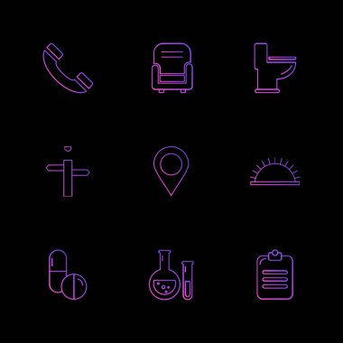 farklı minimalist düz vektör app simgeler siyah arka plan üzerine
