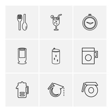 Minimalist düz app simgeler, vektör çizim dijital cihazlar için