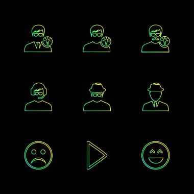 siyah arka plan üzerine minimalist düz app simgeleri