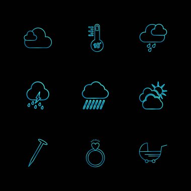 farklı minimalist düz vektör app simgeler siyah arka plan üzerine