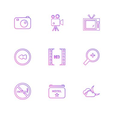 Beyaz arka plan üzerinde renkli minimalist düz vektör app simgeleri