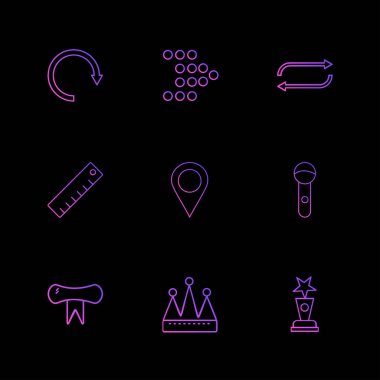 farklı minimalist düz vektör app simgeler siyah arka plan üzerine