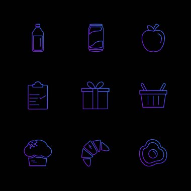 Farklı amblem, düz siyah arka plan üzerine app simgeler vektör