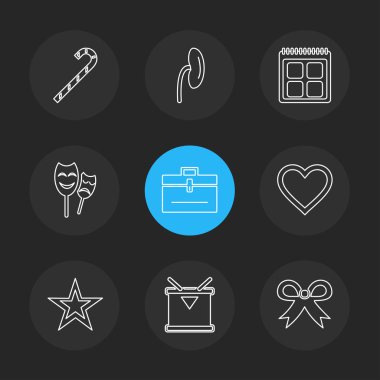 Internet web simgeler siyah arka plan, vektör çizim