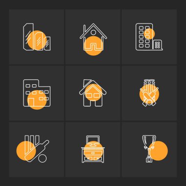 siyah arka plan üzerine minimalist düz app simgeleri