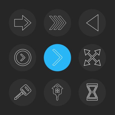 farklı minimalist düz vektör app simgeler siyah arka plan üzerine