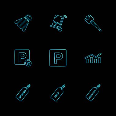 siyah arka plan üzerine minimalist düz app simgeleri