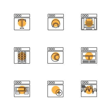 Beyaz arka plan üzerinde izole düz app simge kümesi