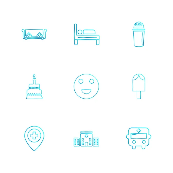 Iconos Aplicaciones Planas Minimalistas Aislados Sobre Fondo Blanco — Vector de stock