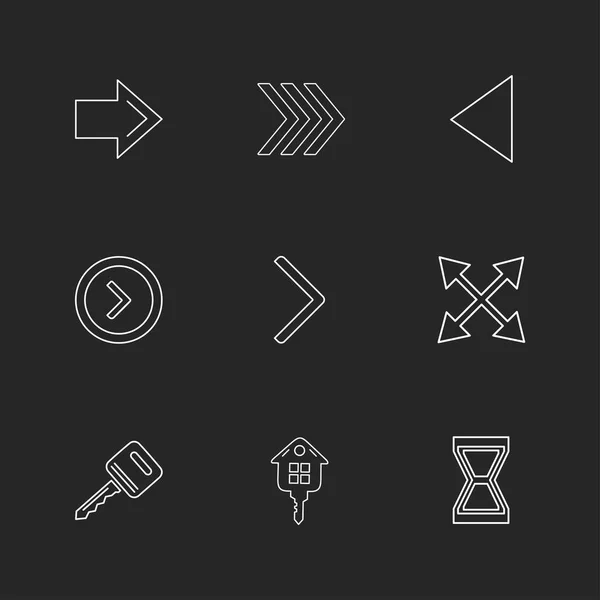 Diferentes Iconos Aplicación Vector Plano Minimalista Sobre Fondo Negro — Vector de stock