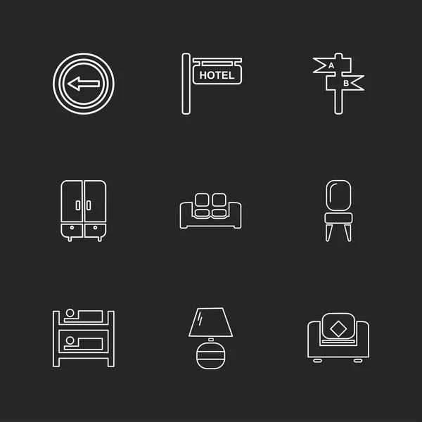 Simple Various App Icons Black Background Flat Vector Illustration — Stock Vector
