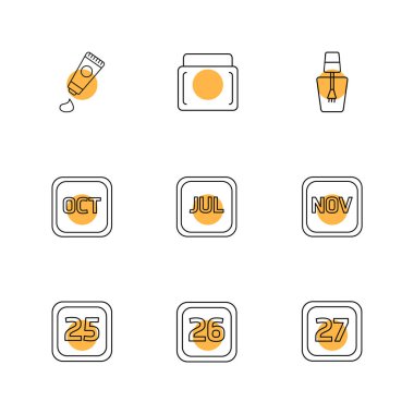 Beyaz arka plan üzerinde izole minimalist düz app simgeleri