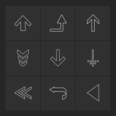 farklı minimalist düz vektör app simgeler siyah arka plan üzerine