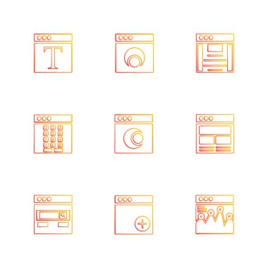 minimalist düz vektör app simgeleri beyaz arka plan üzerinde