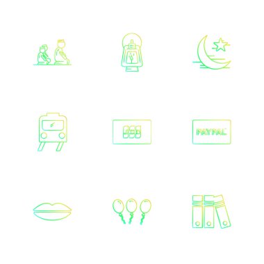 Beyaz arka plan üzerinde renkli minimalist düz app simgeleri