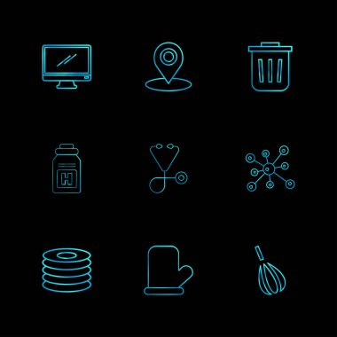 Web simgeler siyah arka plan, vektör çizim üzerinde arayüz