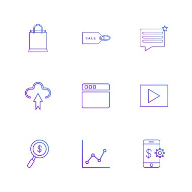 Beyaz arka plan üzerinde izole düz app simge kümesi