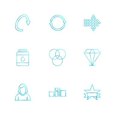 Beyaz arka plan üzerinde renkli minimalist düz vektör app simgeleri