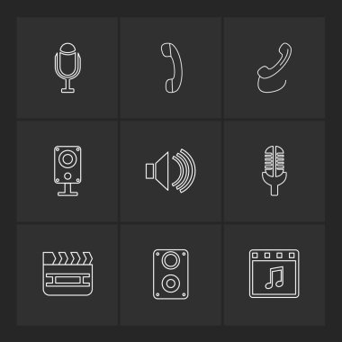 farklı minimalist düz vektör app simgeler siyah arka plan üzerine