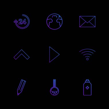 farklı minimalist düz vektör app simgeler siyah arka plan üzerine