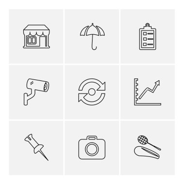 Minimalist düz app simgeler, vektör çizim dijital cihazlar için