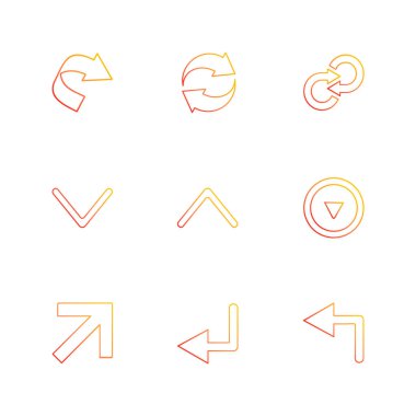 oklar yön işaretçiler yaratıcı simgeler ayarla, düz özel koleksiyon vektör