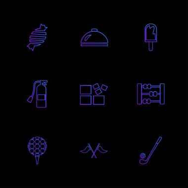 siyah arka plan, düz stil minimalist vektör app simgeleri