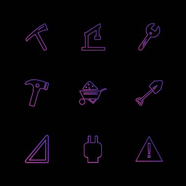 Web sitesi düz vektör app simgeler siyah arka plan üzerine set