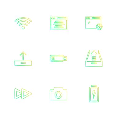 Beyaz arka plan üzerinde izole minimalist düz app simgeleri