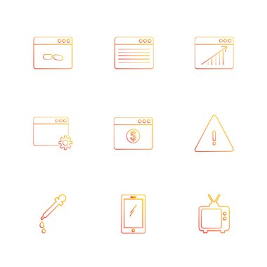 Beyaz arka plan üzerinde renkli minimalist düz app simgeleri