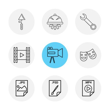 Beyaz arka plan üzerinde renkli minimalist düz vektör app simgeleri