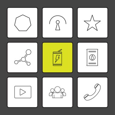 Farklı Internet düz vektör app simge kümesi şekillerle ile kareler 