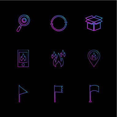 minimalist düz vektör app simgeler siyah arka plan üzerine