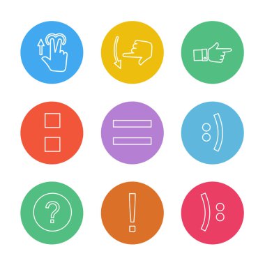 Beyaz arka plan, düz stil minimalist parlak vektör app simgeleri 