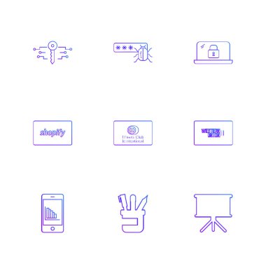 Minimalist düz app simgeler, vektör çizim dijital cihazlar için