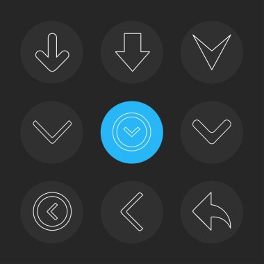 siyah arka plan üzerine minimalist düz app simgeleri